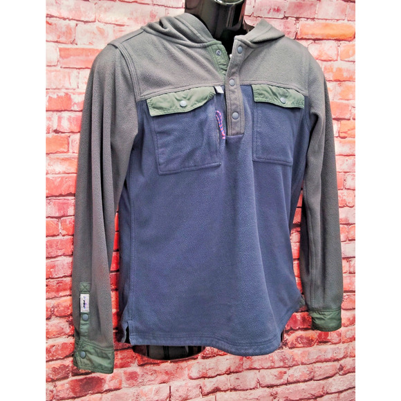 Patagonia Snap-T Hoodie Mens Small Blue Colorblock - Picture 4 of 7